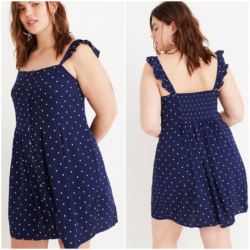 Madewell Ruffle-Strap Button-Front Dress in Polka Dot